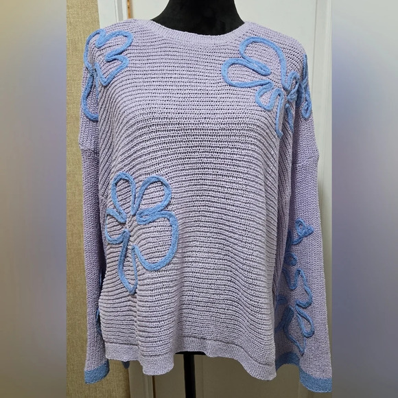 EASEL Flower Patterned Knit Sweater Tunic #334-338 - Picture 7 of 10